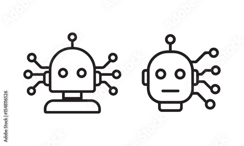 Robot icons, futuristic AI and circuit technology