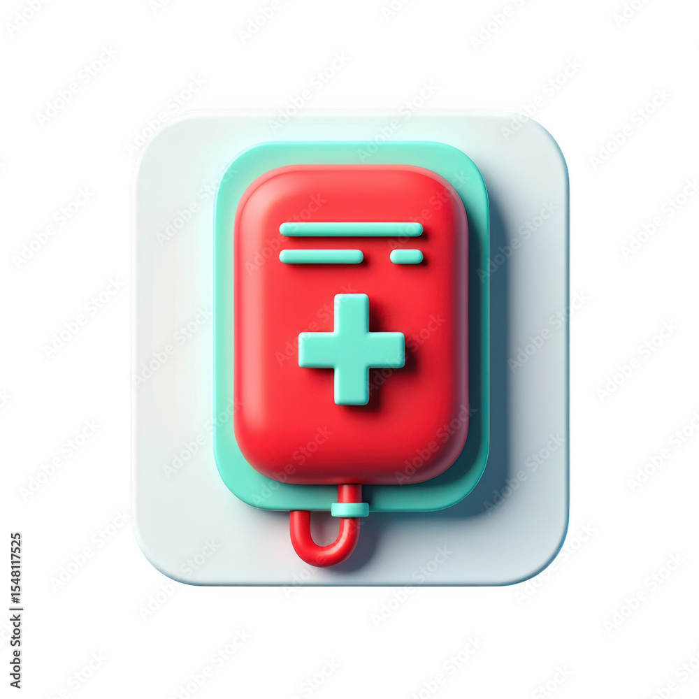 Fototapeta premium 3D Render of a Medical IV Bag Icon Healthcare App Design Element