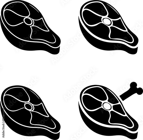 bone beef steak flat icon for food apps and websit.eps