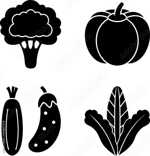 black solid icon for vegetable.eps