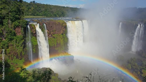 Waterfall Rainbow in Sunlight 4K.
