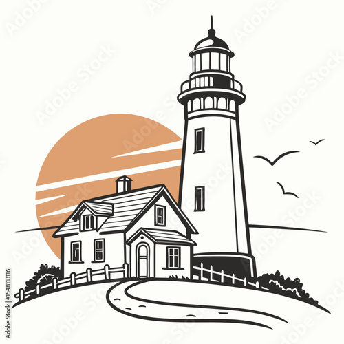 A vector illustration of light house