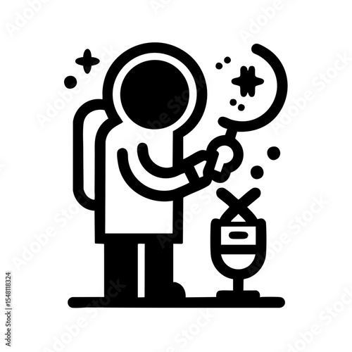 Astronaut with a hopeful mood planting a plant on an alien planet representing new life and exploration