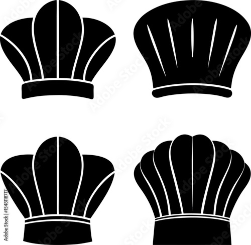 chefs hat line art silhouette vector illustration.eps