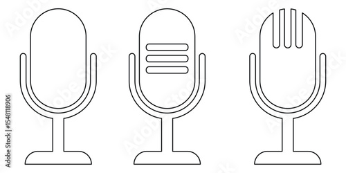 microphone icon. mic icon.  variant microphone icon. Karaoke mic. Podcast microphone line design. vector illustration eps 10.