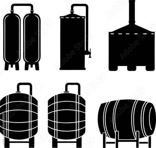 consistent brewery equipment industry silhouette v.eps