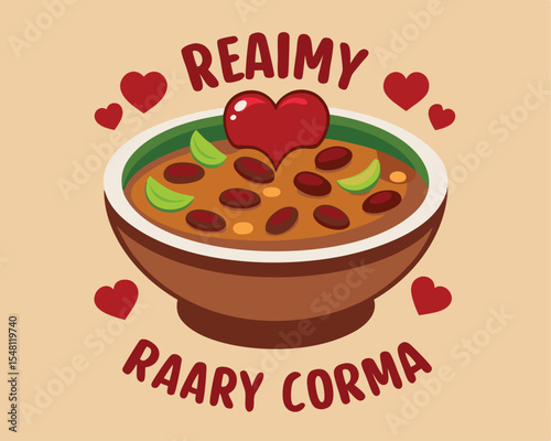 Rajma curry served in a rustic bowl rich ingridents vector art design 