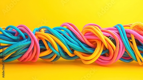 Wallpaper Mural Colorful Cables Twisted on Bright Yellow Background Torontodigital.ca