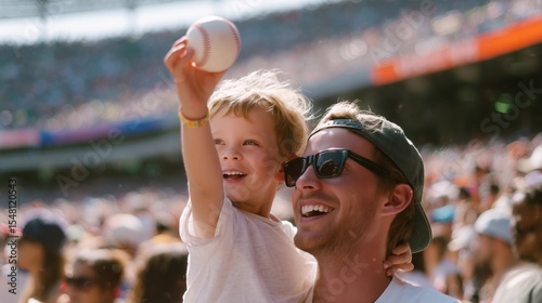 Enjoying a baseball game together at the stadium on a sunny afternoon with family and friends for a fun day out