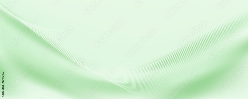 Fototapeta premium Soft Minimalist Abstract Background in Green and White Gradient Shades with flowing lines.