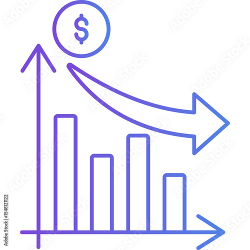 Decrease vector icon in gradient style 