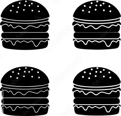 double cheese burger silhouette icon vector illust (1).eps