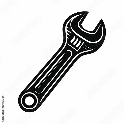 Adjustable wrench tool silhouette vector illustration isolated on a white background