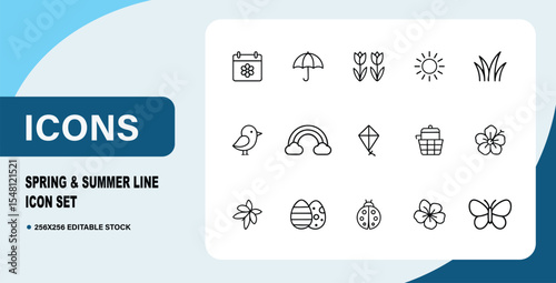 Spring & Summer Line Icon Set