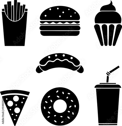 fast food icon set  isolated vector silhouettes (1).eps