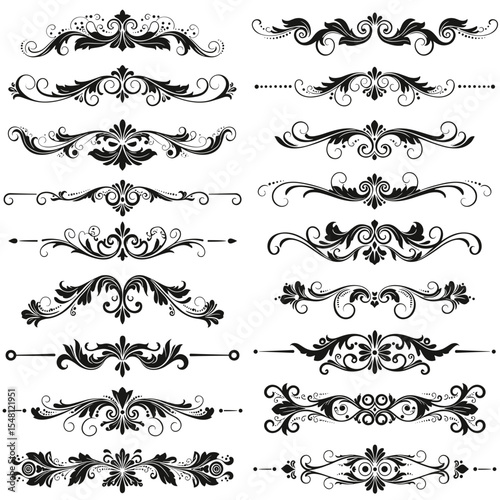 Ornamental vintage decorative borders in black and white design  