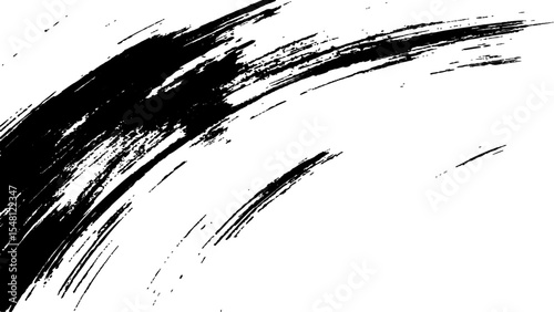Vector grunge texture. Black paint isolated on white background. A close-up view of a black brush stroke on a white background. Grunge, frame, vector, brush,