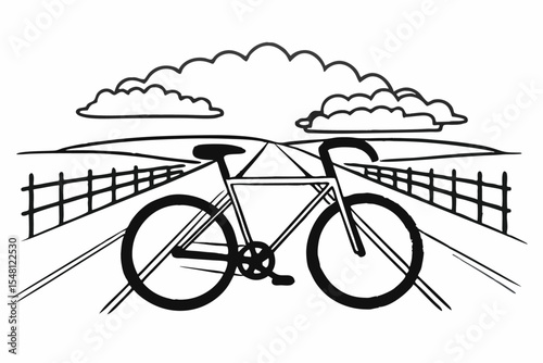 Simple Flat Design of a Bicycle on a Path