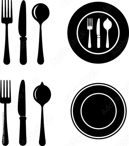 fork  knife  plate and spoon  menu symbol  restaur (1).eps