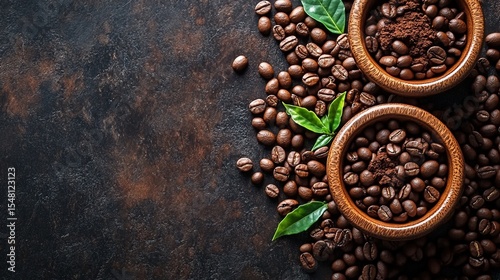 Background of Roasted Coffee Beans with Pleasant Aroma