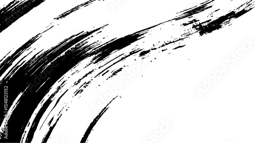 Vector grunge texture. Black paint isolated on white background. A close-up view of a black brush stroke on a white background. Grunge, frame, vector, brush,