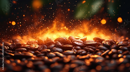 Background of Roasted Coffee Beans with Pleasant Aroma