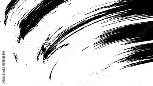 Vector grunge texture. Black paint isolated on white background. A close-up view of a black brush stroke on a white background. Grunge, frame, vector, brush,