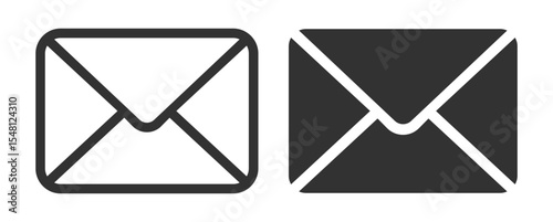 Envelope mail icon set on transparent background