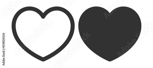 Heart love icon set on transparent background