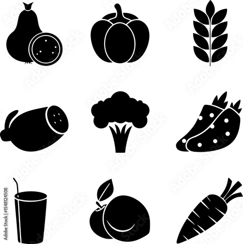healthy food   diet food icons set vector.eps