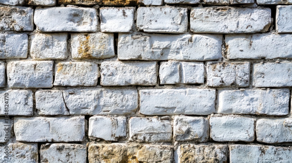 Fototapeta premium Whitewashed stone brick wall exterior