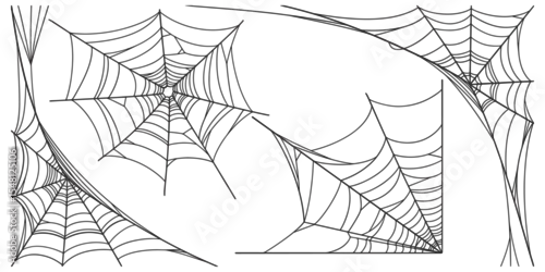 Fototapeta Set of spider web vector illustration