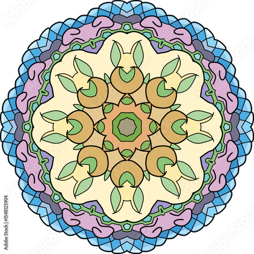 Colorful cute Mandala. Decorative unusual round ornaments.