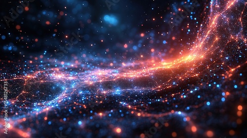 Futuristic Neon Data Waves in Deep Space