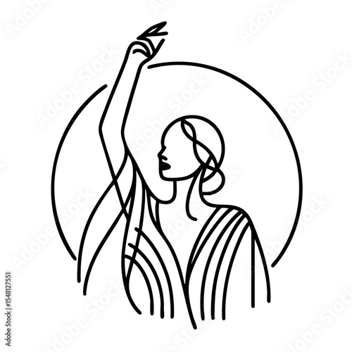 A woman with a graceful mood raising her arm