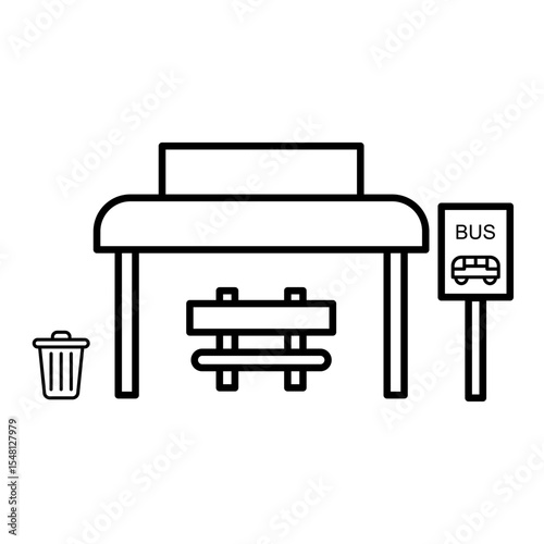 bus stop icon, simple flat style, vector illustration, symbol, design logo template pictogram, for ui or ux isolated on white for mobile app, editable