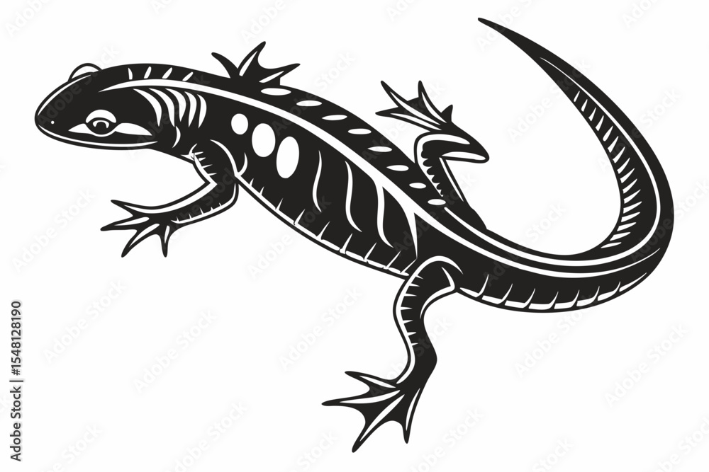 Obraz premium newt sihouette black vector 