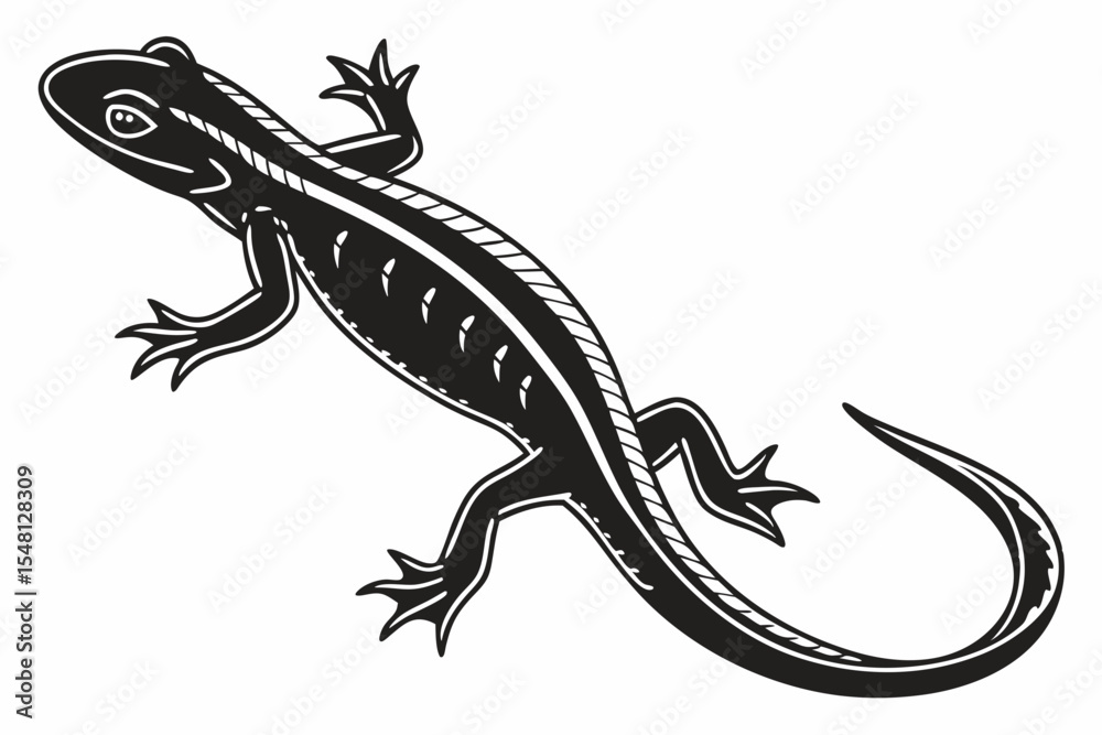 Naklejka premium newt sihouette black vector