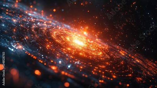 Futuristic Neon Data Waves in Deep Space