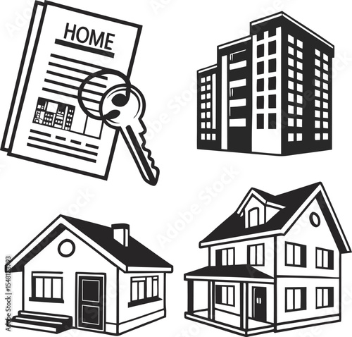 home key apartment house building silhouette