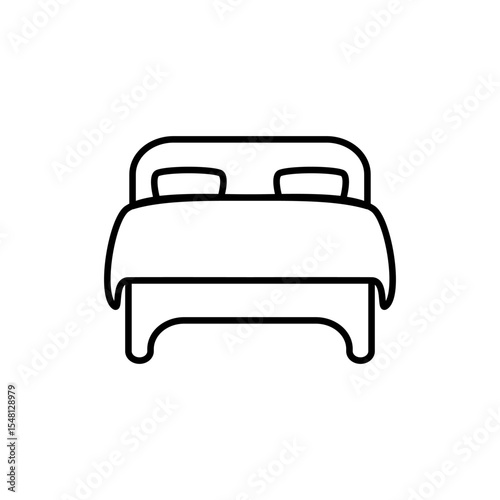 double bed icon, simple flat style, vector illustration, symbol, design logo template pictogram, for ui or ux isolated on white for mobile app, editable