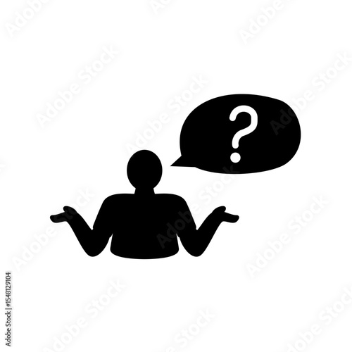 confused person icon, simple flat style, vector illustration, symbol, design logo template pictogram, for ui or ux isolated on white for mobile app, editable
