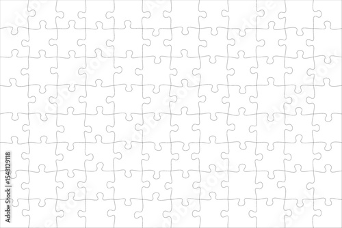 Jigsaw puzzle blank template or cutting guidelines of transparent pieces. Pieces are easy to separate (every piece is a single shape). Jigsaw puzzle transparent template. 