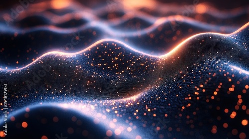 Futuristic Neon Data Waves in Deep Space