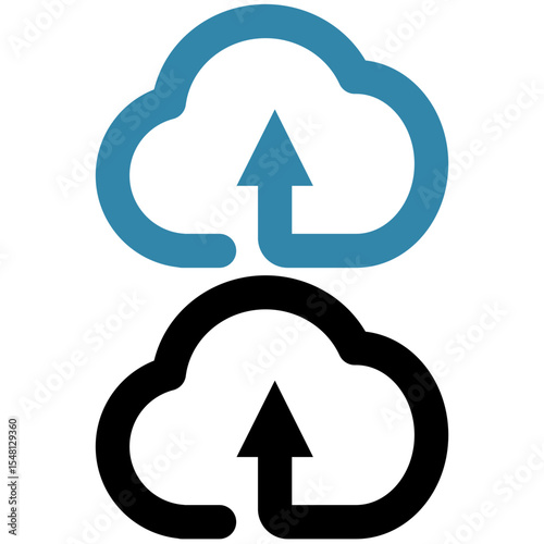 cloudy icon with arrow, simple flat style, vector illustration, symbol, design logo template pictogram, for ui or ux isolated on white for mobile app, editable