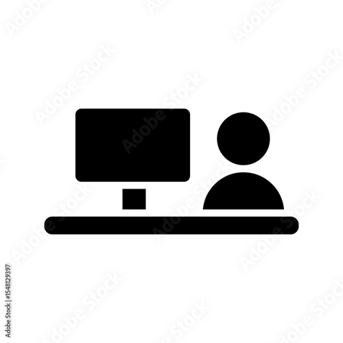 reception desk icon, customer service, simple flat style, vector illustration, symbol, design logo template pictogram, for ui or ux isolated on white for mobile app, editable