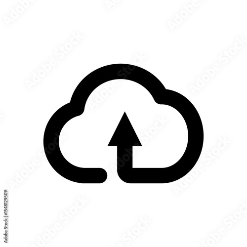 cloudy icon with arrow, simple flat style, vector illustration, symbol, design logo template pictogram, for ui or ux isolated on white for mobile app, editable