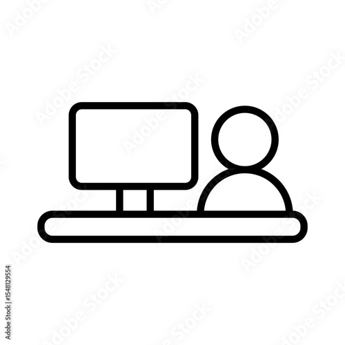 reception desk icon, customer service, simple flat style, vector illustration, symbol, design logo template pictogram, for ui or ux isolated on white for mobile app, editable