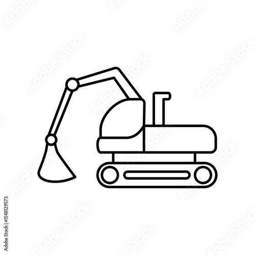 excavator icon, simple flat style, illustration, logo sign symbol pictogram template, for ui or ux isolated on white for mobile app, editable