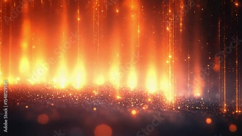 Fiery Elegance: An ethereal cascade of shimmering golden lights, evoking a sense of warmth, energy, and radiant beauty, resembling a captivating and dynamic display of digital artwork.